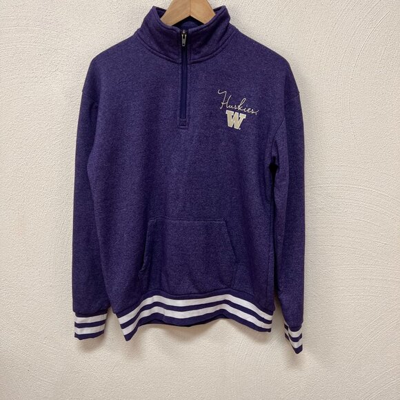 Champion Washington Huskies Purple 1/4 Zip Sweatshirt Men's Medium - Picture 1 of 10